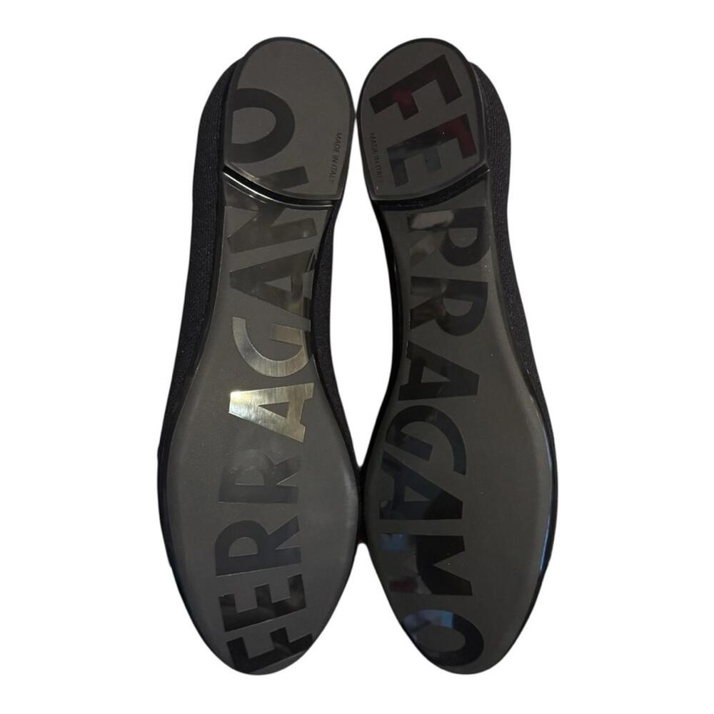 NIB Salvatore Ferragamo Varina Flats Black Cream Bow Ballet Shoes Sz 8.5 Fabric - Picture 5 of 7